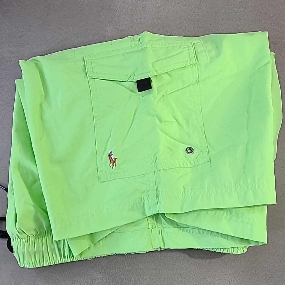 Vtg Polo Ralph Lauren swim trunks light lime green 3 pockets men's M NWT